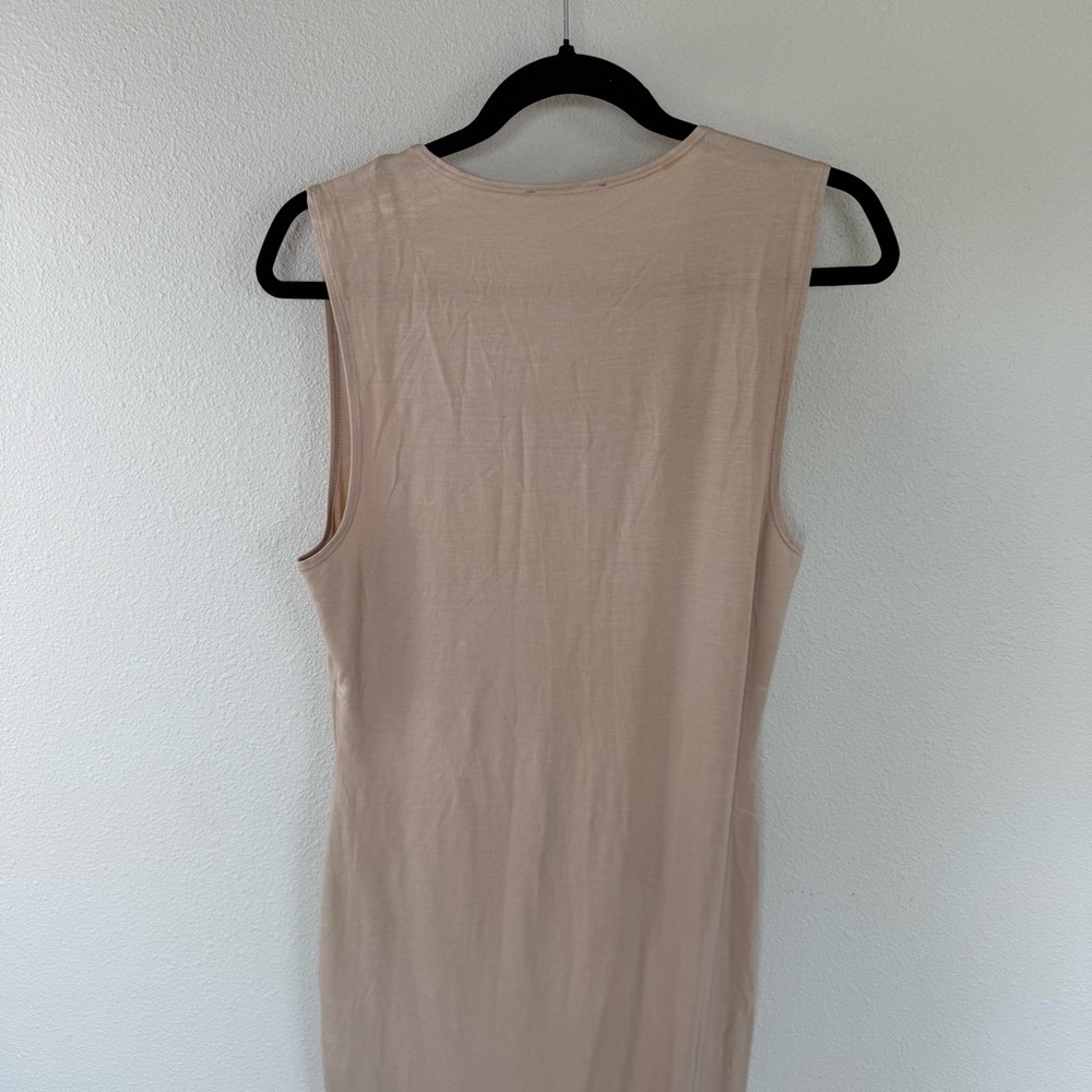 Reformation Jeans Nila Maxi Dress Taupe Beige Side Slits Casual Women’s Large - Picture 11 of 12